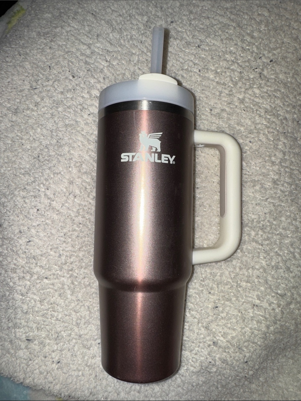Stanley Rose Brown Stainless Steel Travel Tumbler with Handle and Straw